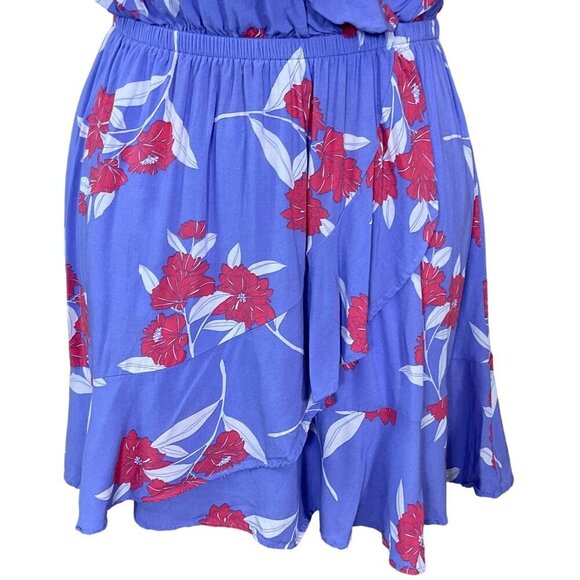 Express Floral Wrap Front Spaghetti Straps Purple Elastic Waist Mi Dress Sm - Picture 3 of 7